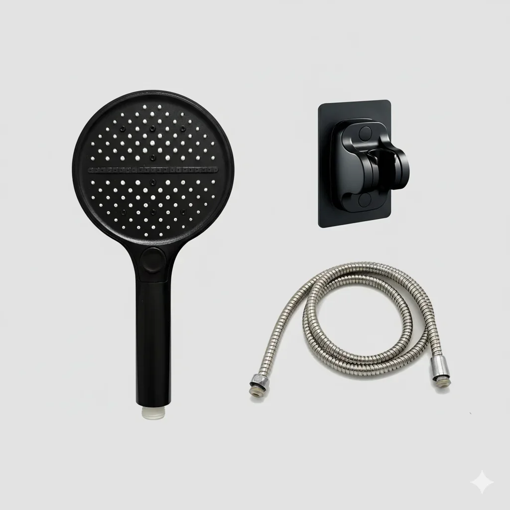Full Body Coverage Handheld Shower Head Wide Panel Powerful Spray Effortless Cleaning Stainless Steel Hose,Bracket Shower Set