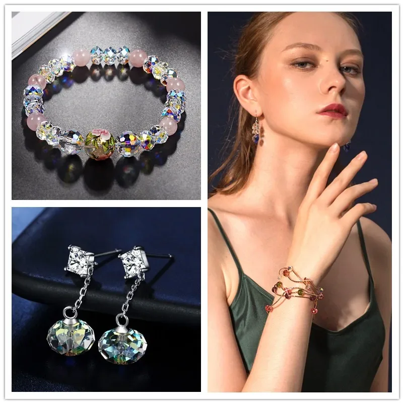 4-8mm Mix color faceted glass round beads Rondelle italyan charm crystal beads for bracelet necklace making DIY jewelry material