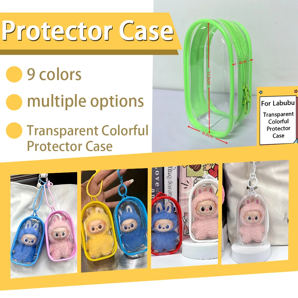 

Для Mini Labubu Pin для LoveПрозрачный красочный защитный чехол V4 Аксессуары для кукол Плюшевая кукла Сумка для дисплея Открытый брелок Игрушка