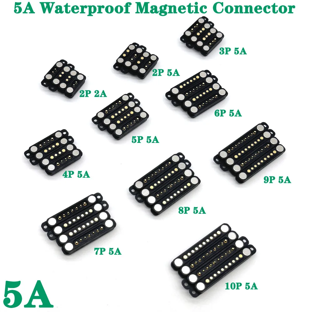 

1Pair 5A DC Magnetic Pogo Pin Connector 2Pin/10Pin With ears Pogopin Male Female spacing 2.5mm Spring Loaded DC Power Socket