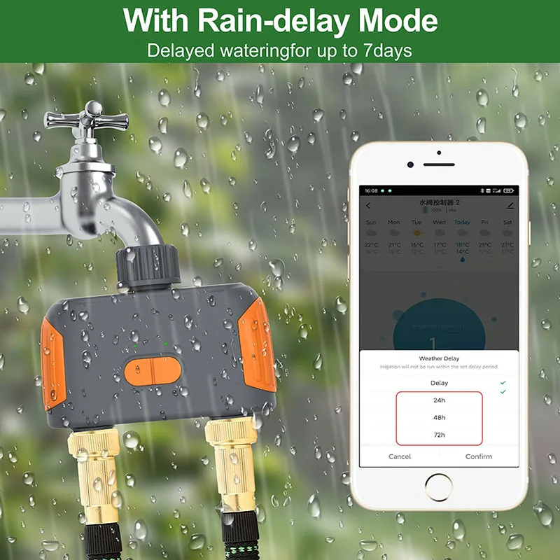 Tuya Smart nawadniania węża Timer 2-Port z bezprzewodowym dostępem do internetu Hub, kompatybilny z Alexa, inteligentne życie