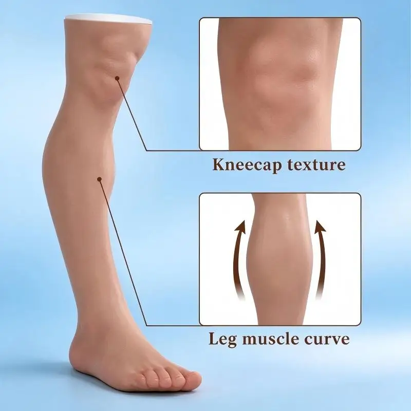 Realistic Silicone Prosthetic Leg Sleeve Fine Makeup Skin-Like Fake Leg Cover for Limb Amputees Soft Elastic Cosmetic Prosthesis