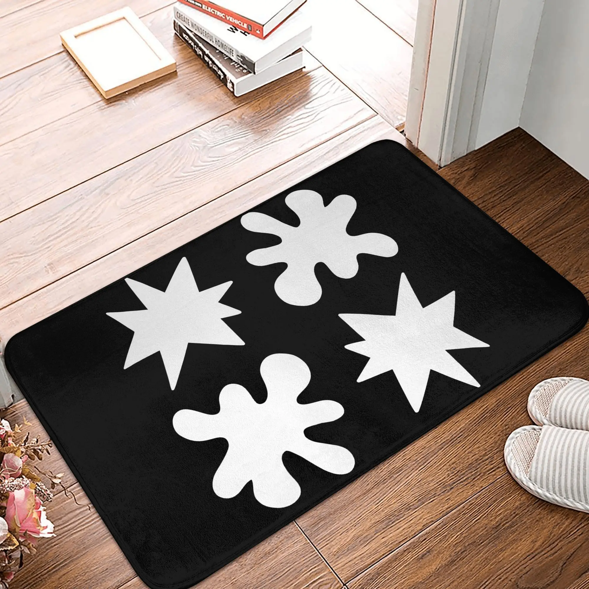 

KikiBouba белый на черном противоскользящий коврик для двери напольный коврик противоизносный ковер для кухни, входа, дома, ванной комнаты, коврики для ног