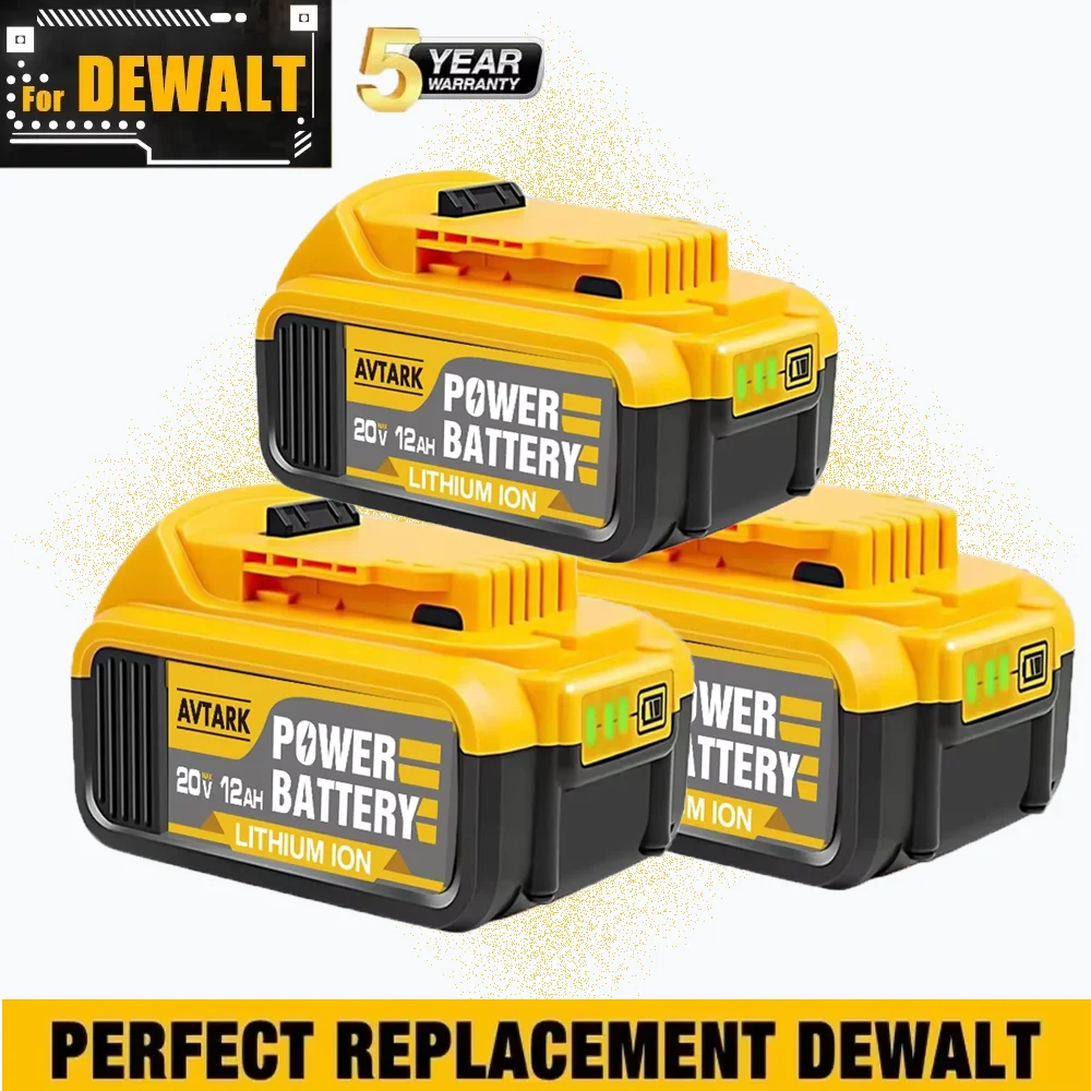 

20V DCB200 12000mAh Replacement Li-ion Battery for DeWalt DCB205 DCB201 DCB203 Power Tool Battery 20 Volt MAX With Charger