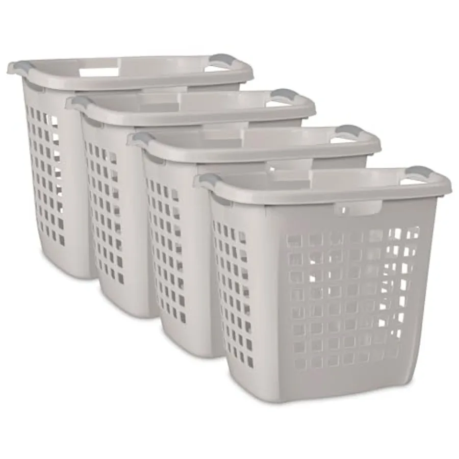 

4-Pack 2.1 Bushel Ultra Easy Carry Hamper, Laundry Basket Organizer, - Large Plastic Clothes Bin for Home, Dorm, Bathroom, and