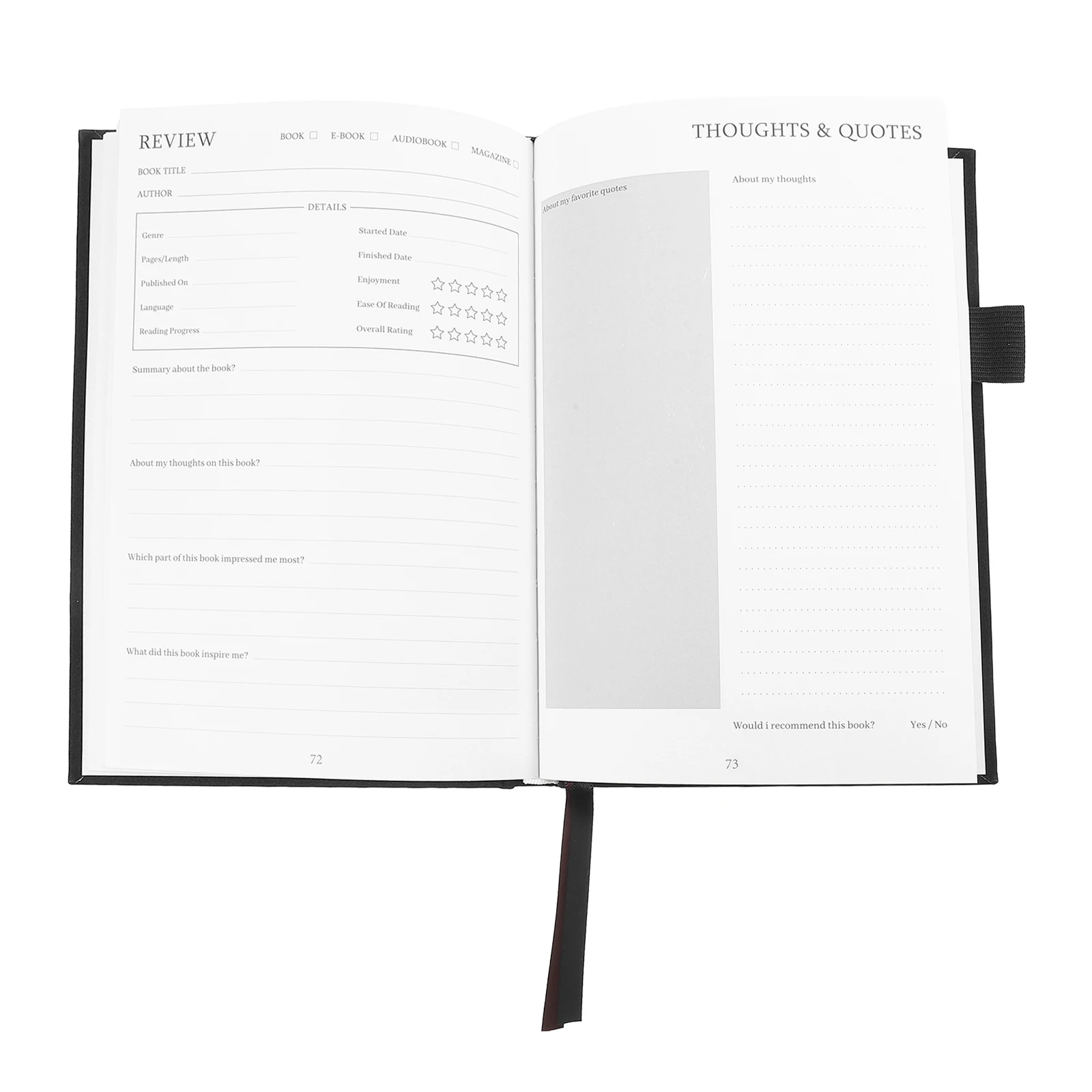 

A5 Reading Diary Notebook for Book Lovers with Thick Paper Portable Size Tracker Journal Monthly Tabs Review Log