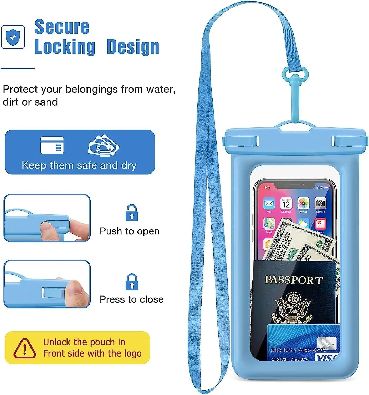 Waterproof Phone Pouch Underwater Case Dry Bag Beach Cruise Ship Essentials   for  iPhone 15 14 13 Pro Max, Galaxy S24/23 /22