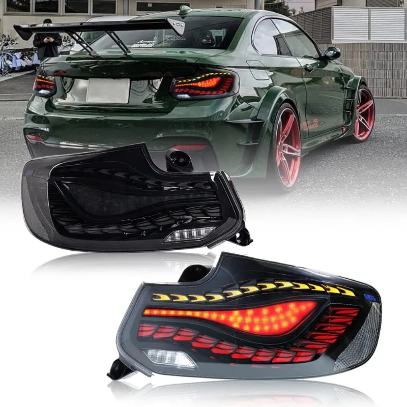 

For BMW 2 Series F22 F23 F87 M2, GTS Style Tail Lights with Start Animation - Black Pair