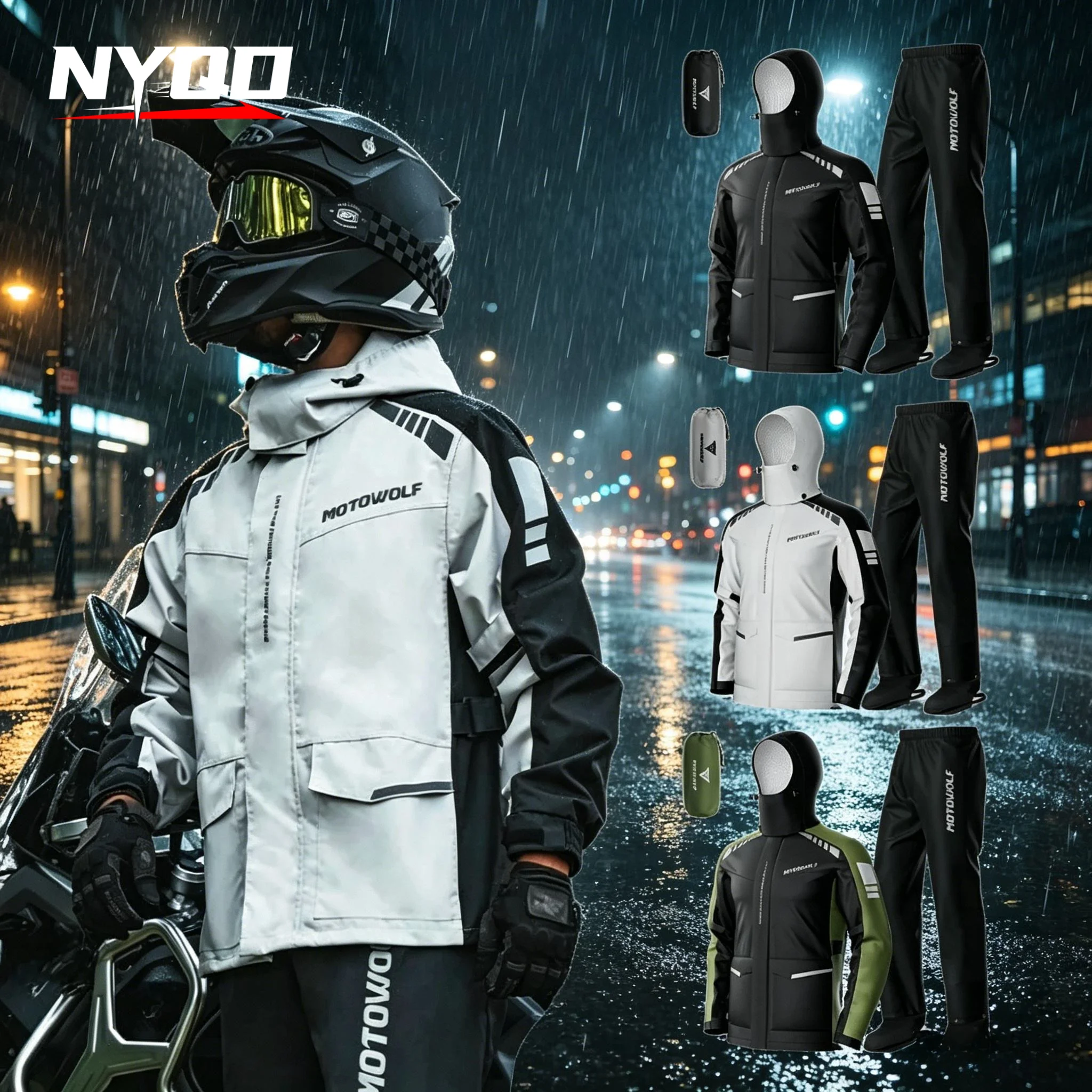 

MotorcycleRidingRaincoatSuitable for Outdoor Activities Wild Riding and Urban Commuting Full Body Split Raincoat With Foot Cover