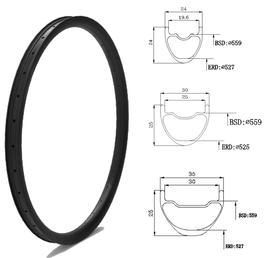 

26-дюймовый обод для горного велосипеда из углеродного волокна, легкий симметричный дизайн, внешний вид UD для повышения производительности