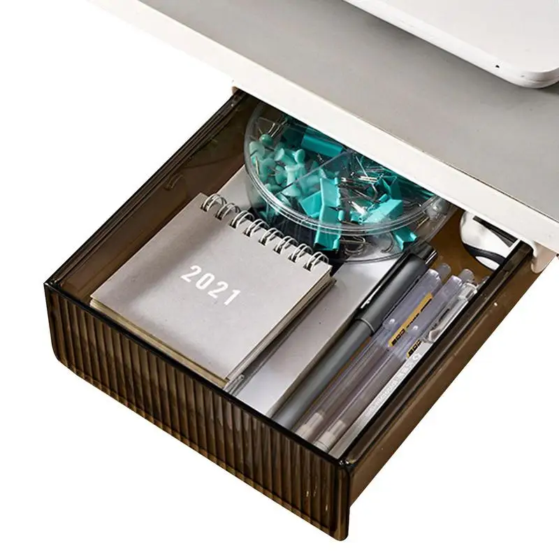 Large Capacity Drawer Type Storage Box Under Desk Hidden Punch Free Organizer Invisible Office Stationery Sundry Storage Drawer