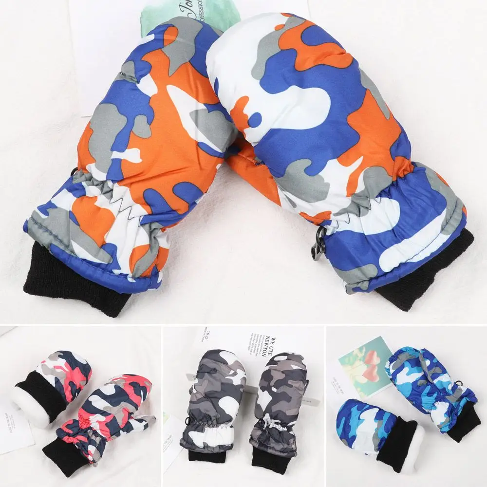 Children Gloves Camouflage Thicken Skiing Mittens Kids Winter Outdoor Snowboard Waterproof Windproof Gloves