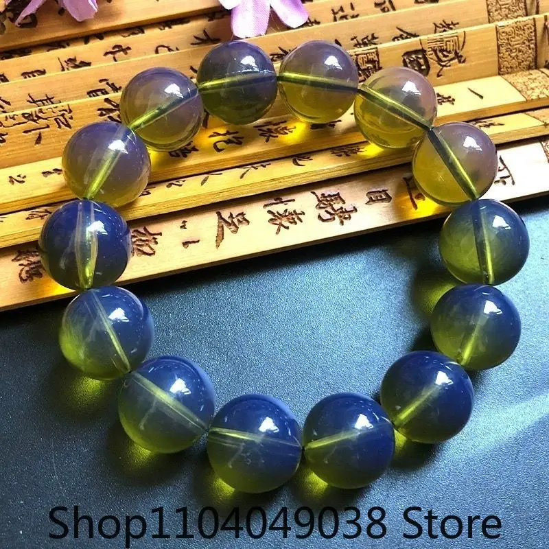 Natural Mexican Clean Water Blue Amber Buddha Beads Bracelet Clear Mind Nature High-grade Exquisite Fashion Jewelry Holiday Gift