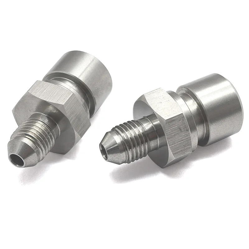 Bremsleitungsadapter aus Edelstahl, 3AN-Stecker auf M10 x 1. 0-weibliche metrische umgekehrte Flare – Detail 1
