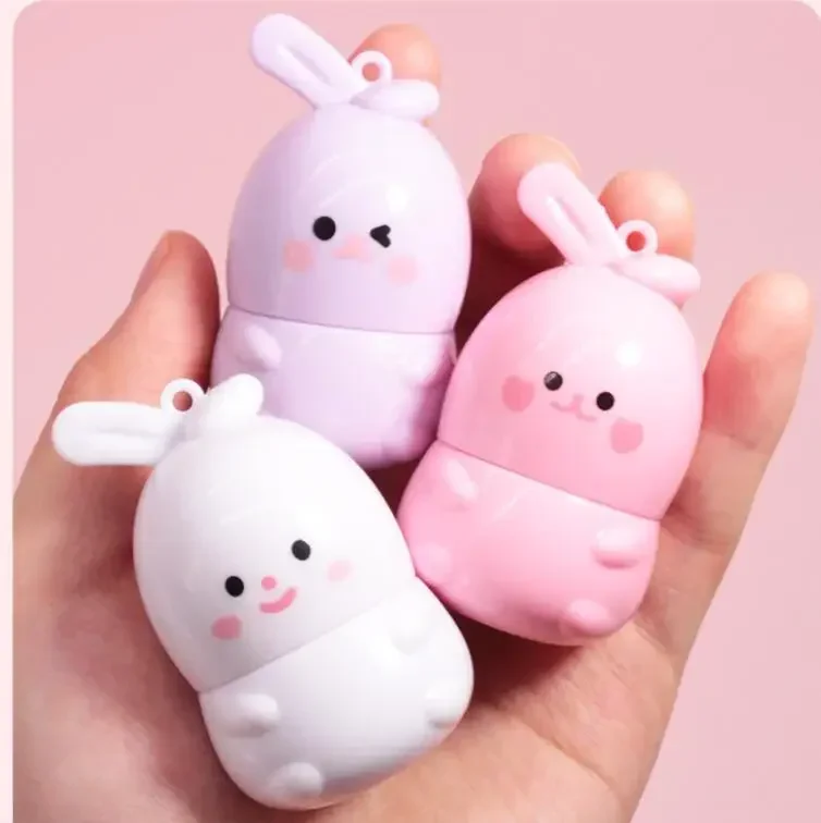 Cute Rabbit Changes Color Lip Balm Ball for Dry Lips Lip Moisturizing Power Lip Care Nourishing Repair Lips Cute Bear Balm Ball