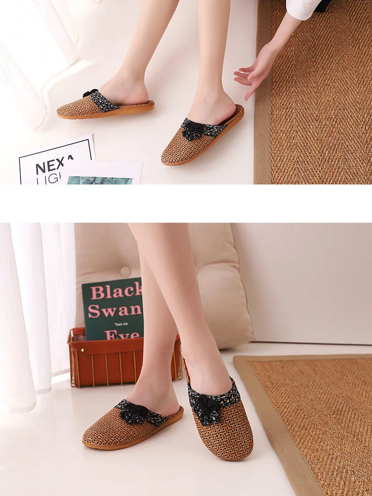 2022 neue Leinen Hausschuhe Frauen Sommer Bambus Matten Haus Hausschuhe Holzboden Schuhe Frauen Eva weiche Sohle Strand Hausschuhe Schuhe Frauen – Detail 17
