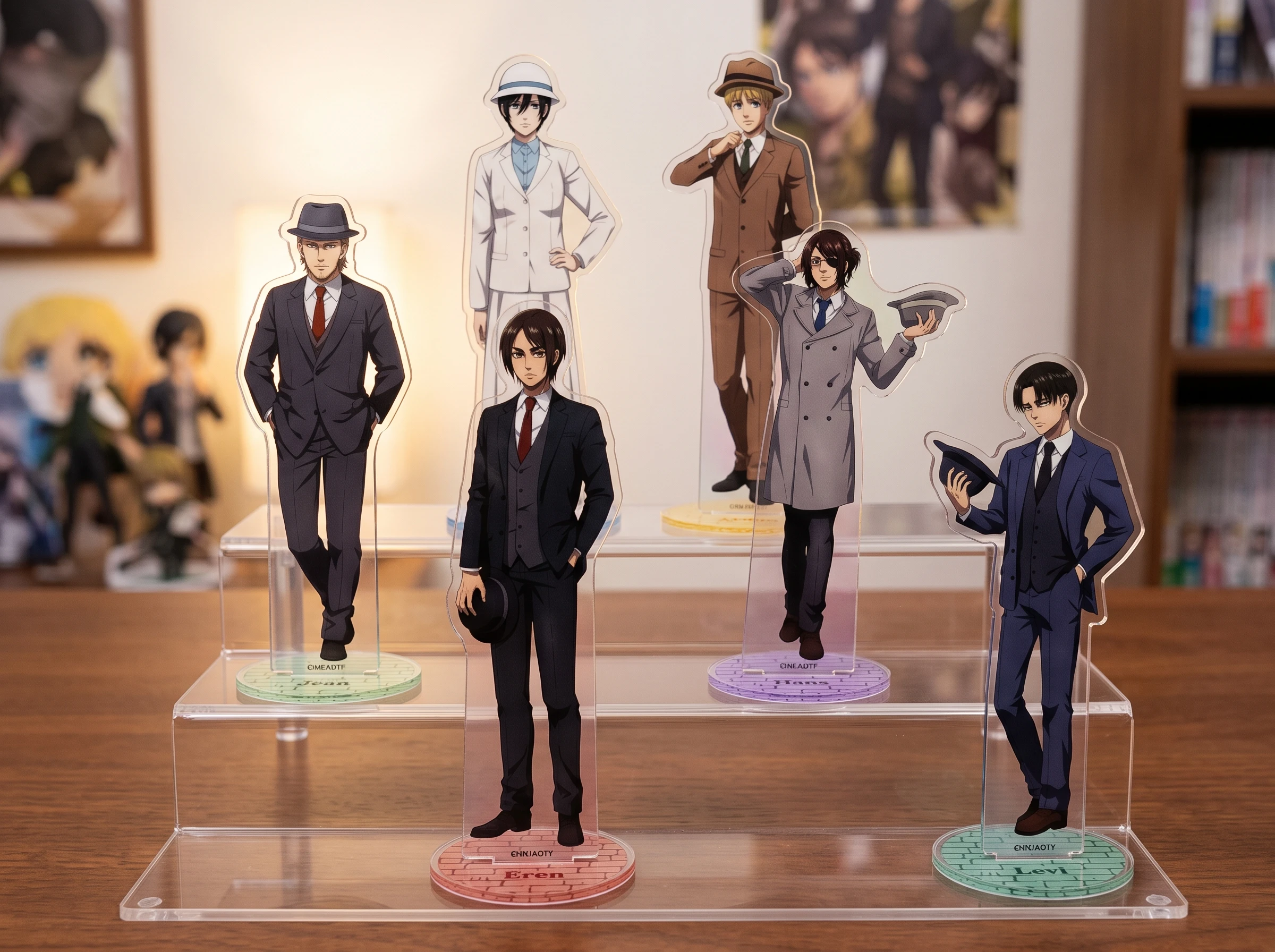 Attack On Titan AOT Eren Levi Hange Annie 15cm Anime Acrylic Stand Figure Street Fashion Desktop Plate Decoration Keychain