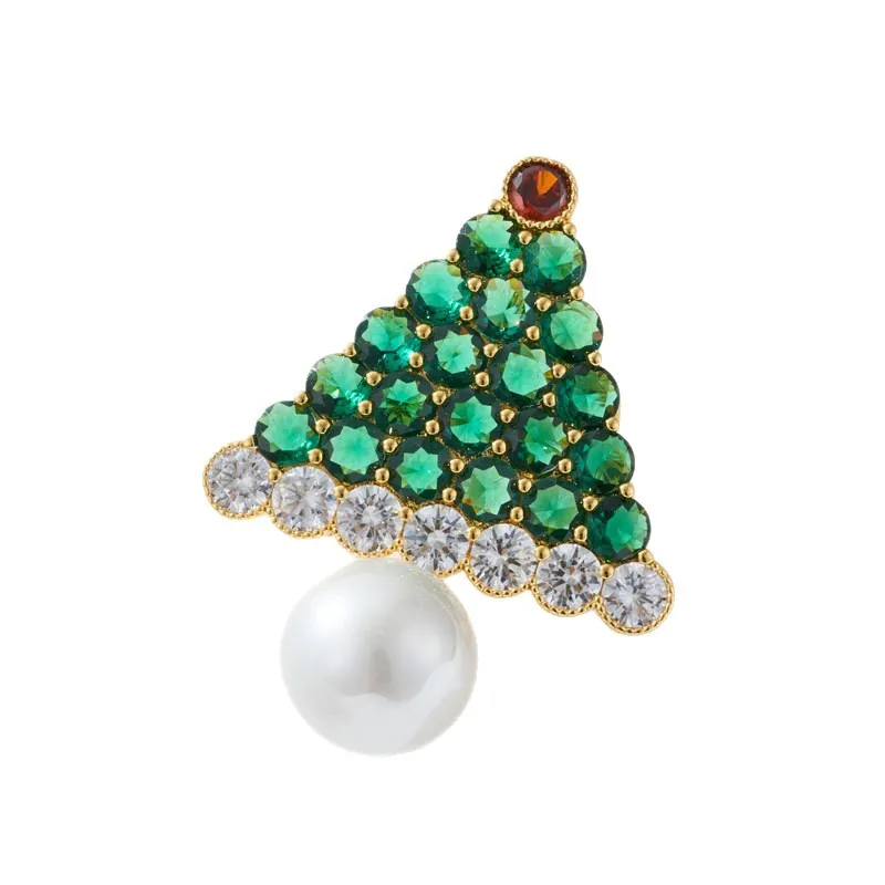 

New Christmas Broches Jewelry for Women Fashion Enamel Rhinestone Christmas Tree Brooch Pin Girls Clothing Accessories Gifts