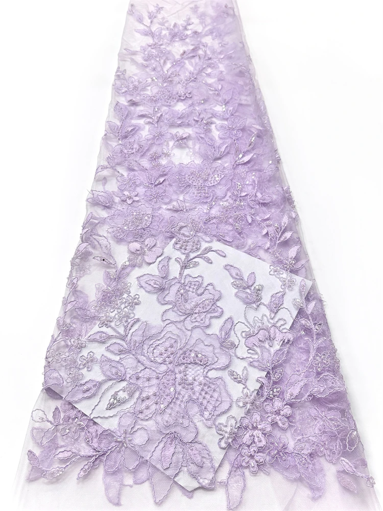 

Роскошная французская вышивка бисером и блестками, кружевная ткань для свадебного платья, африканский нигерийский стиль, швейный материал, платье, 5 ярдов, 2026