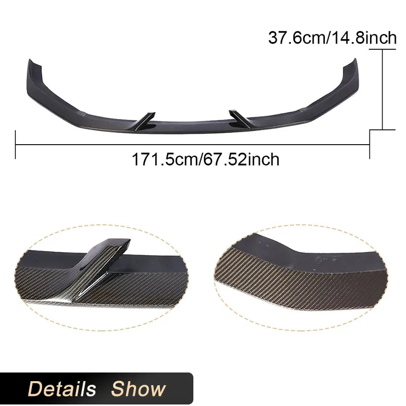 Автомобильный передний бампер из углеродного волокна, спойлер для Audi RS3 Base Sedan 4-Door 2017 2018 2019, гоночный передний фартук для подбородка, комплект кузова