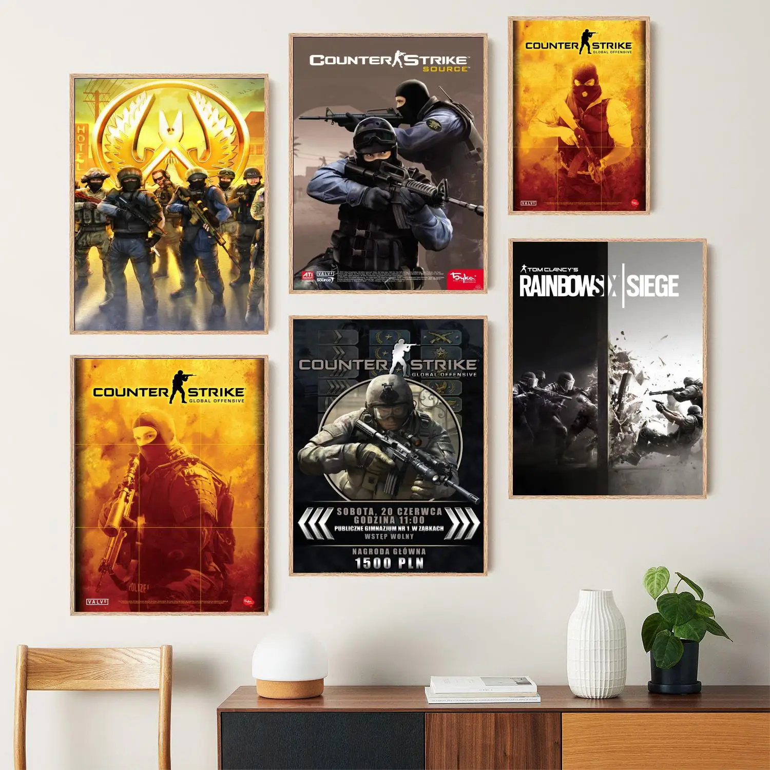 Counter Strike Global Offensive Canvas Art Poster, Wall Art Picture Print, Modern Family Bedroom Decor Posters