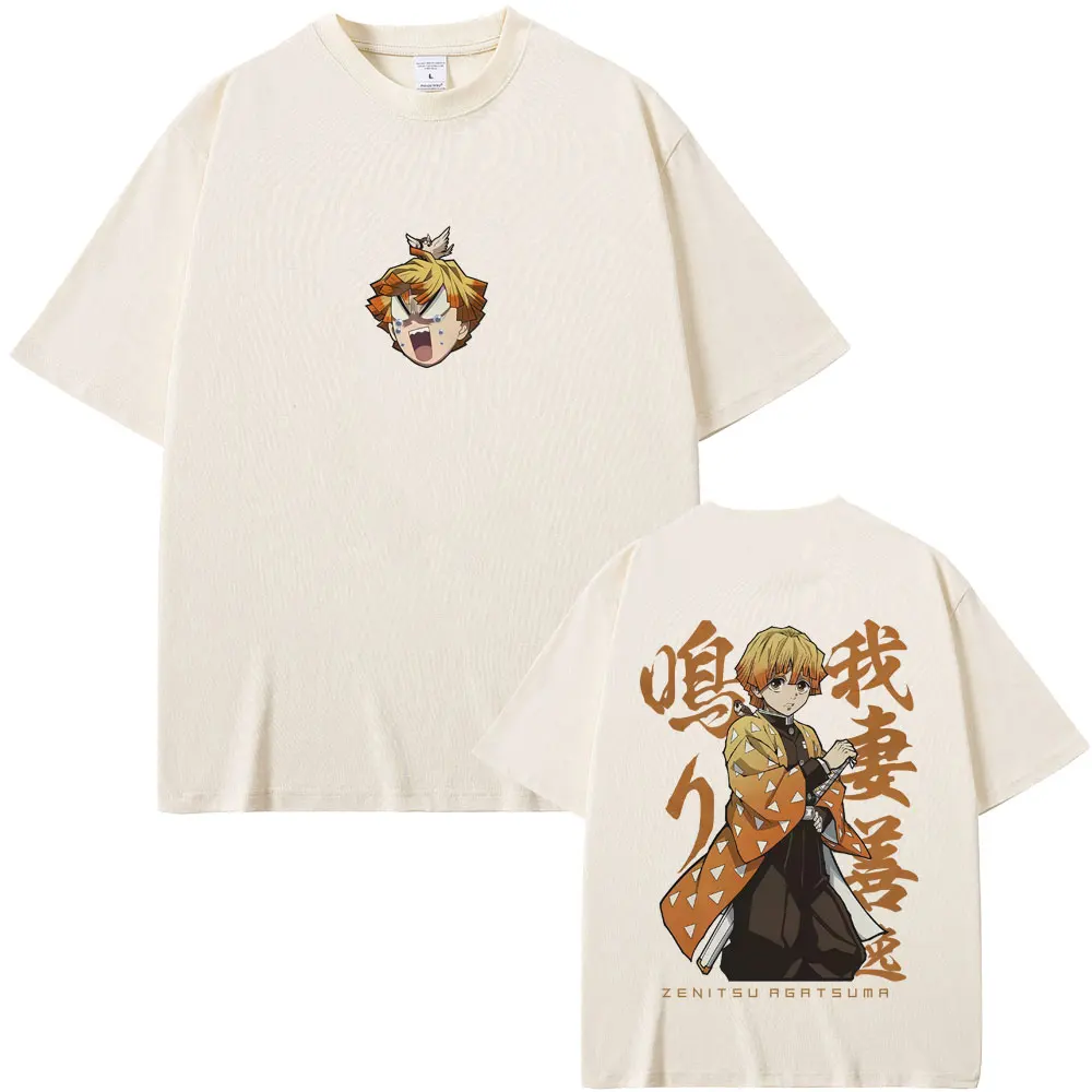 

Anime Demon Slayer Agatsuma Zenitsu Graphic T Shirts Men Women Clothing Fashion Oversized Cartoon Streetwear Male Casual T-shirt