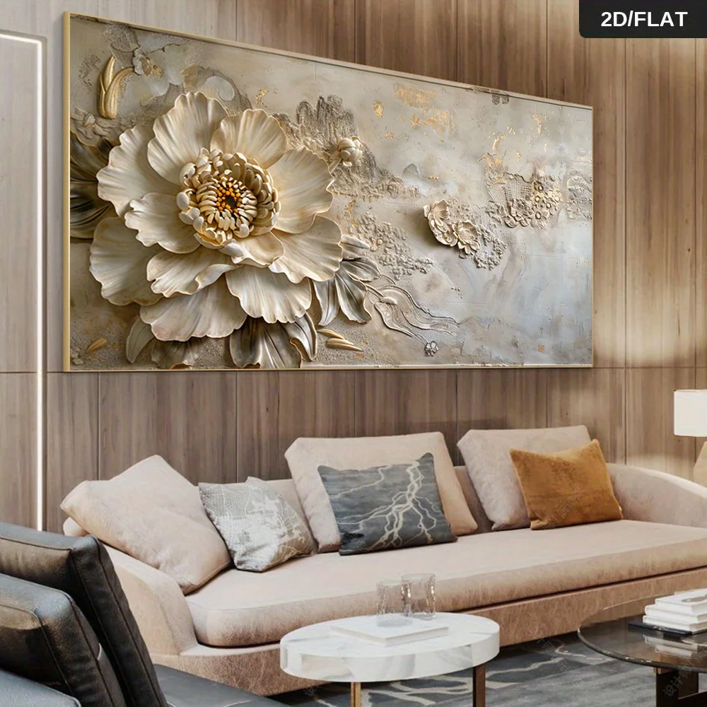

2D/Flat 1pc Extra Large Abstract Stylish Floral Canvas Wall Art, Noframed Modern Canvas Prints for Living Room and Bedroom Decor