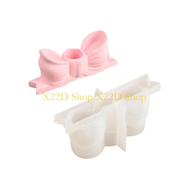 

X22D 3D Bows Holder Silicone Molds DIY Bowtie Concrete Candlestick Molds