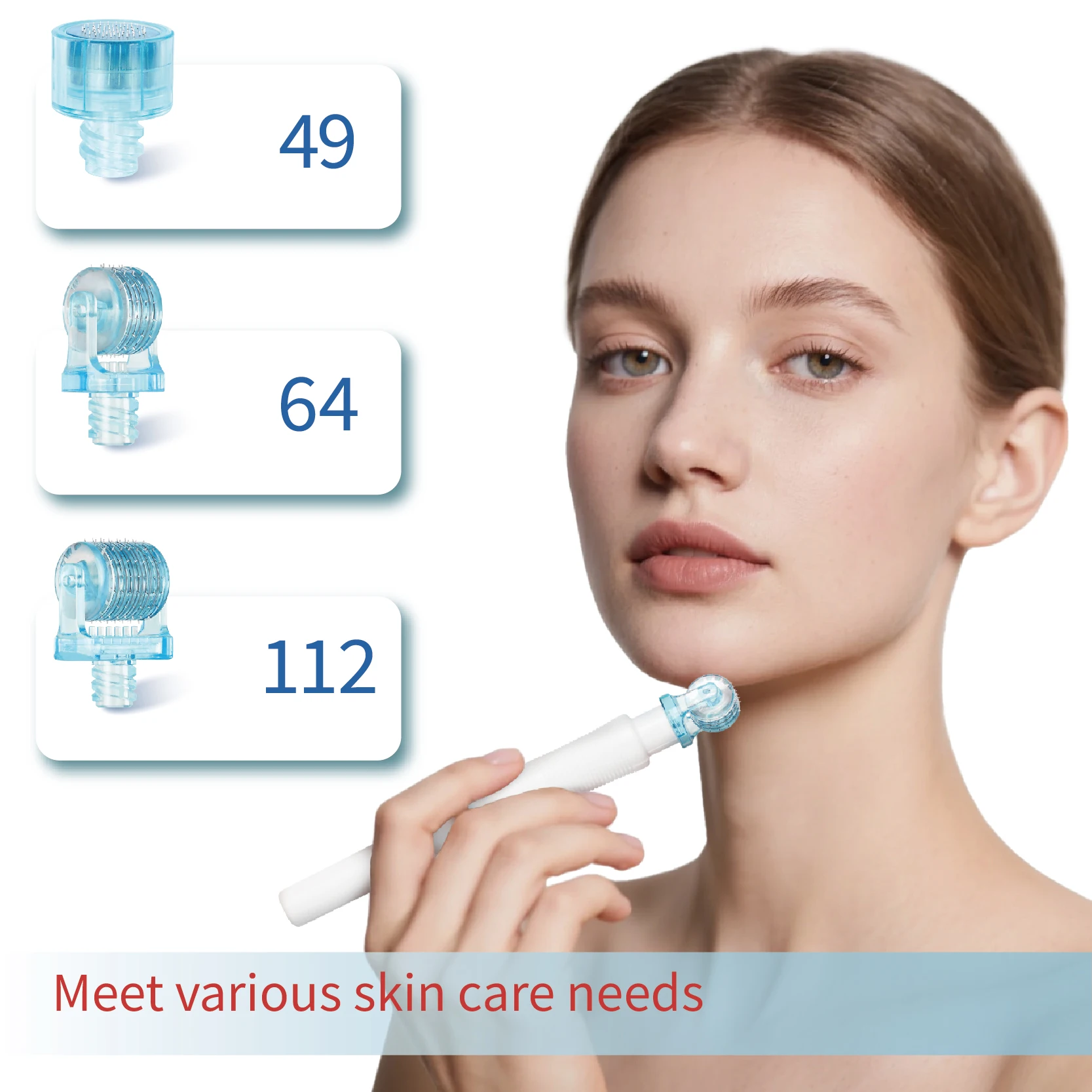 3in1 Derma Roller Stamp Microneedle Derma Stamp 49Pin 64Pin 112Pin Replace Head Cartridge Tips Needle, Needle Length 0.29mm image 3