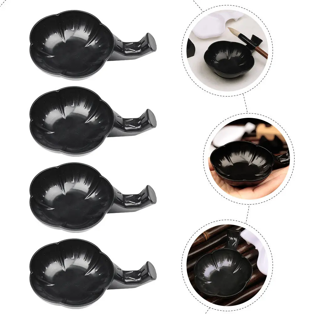 12Pcs Plum Blossom Ink Dish Calligraphy Stationery Set Ink Tray Brush Washing Dish Painting Tool for Students Artists Collectors