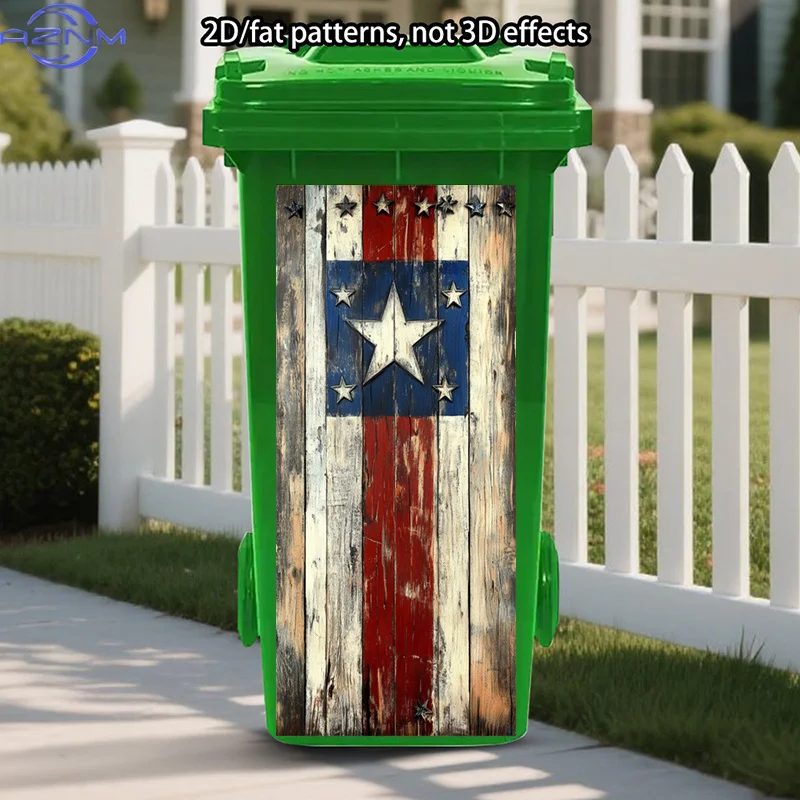 Vintage Star Trash Can Sticker, Patriotic Theme Self-Adhesive Art Stickers, Weathered Look Self-Adhesive Removable Trash Can S