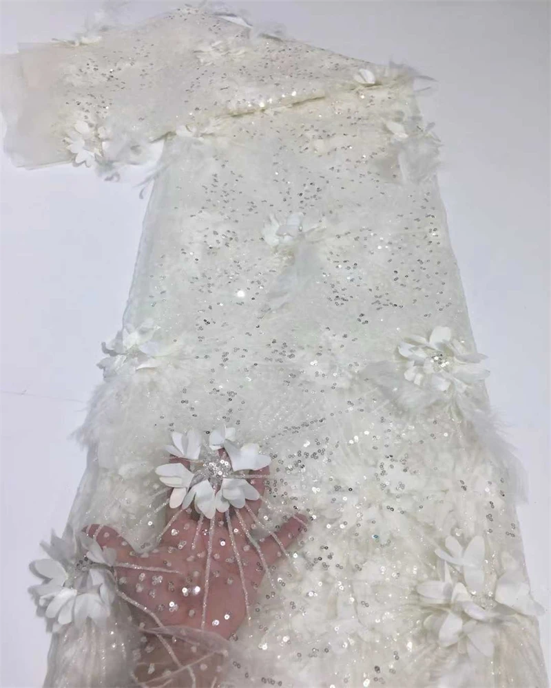 نسيج الدانتيل الأفريقي المطرزة الترتر النيجيري أقمشة الدانتيل ثلاثية الأبعاد الزهور عالية الجودة الفرنسية تول أقمشة الدانتيل لفستان