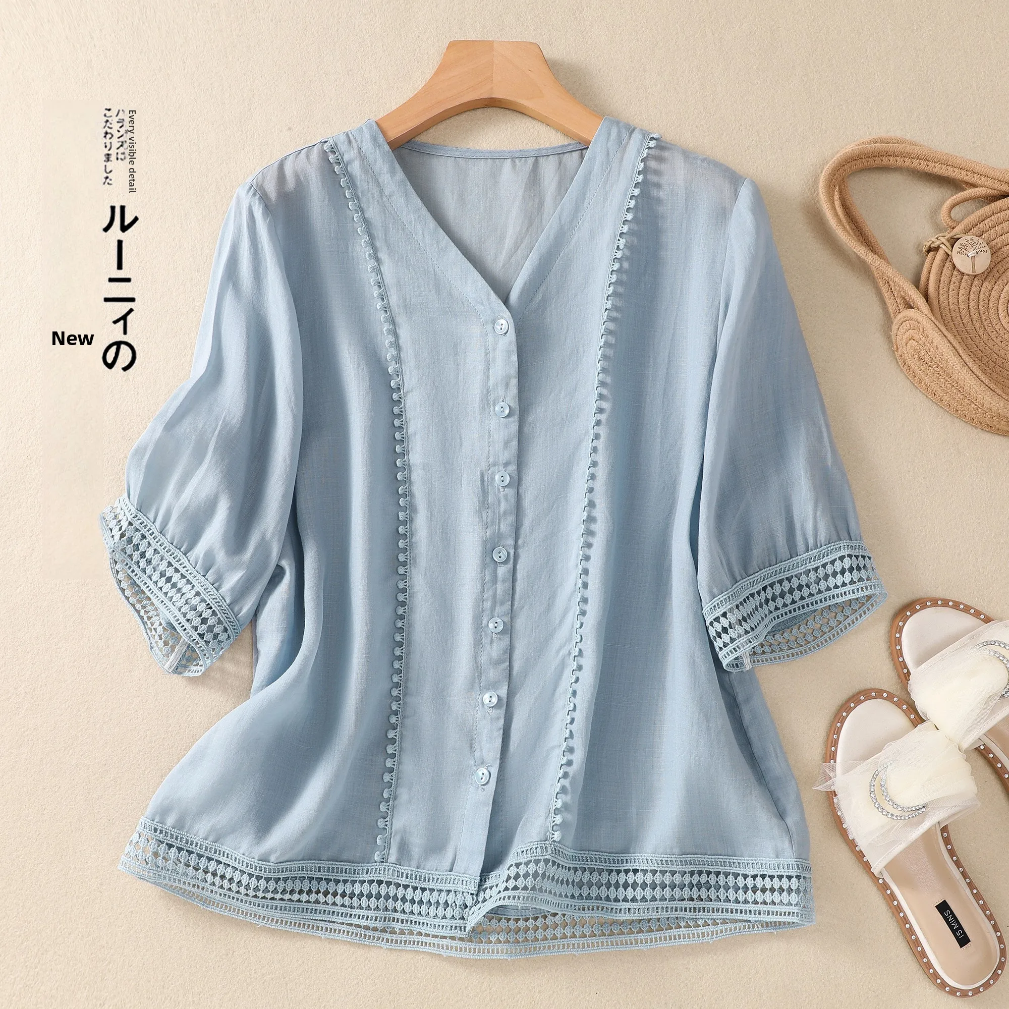 

Women's Cotton Linen Hooked Flower Shirt Sleeveless Summer Artistic Retro Style Versatile New Fashion Breathable Comfortable