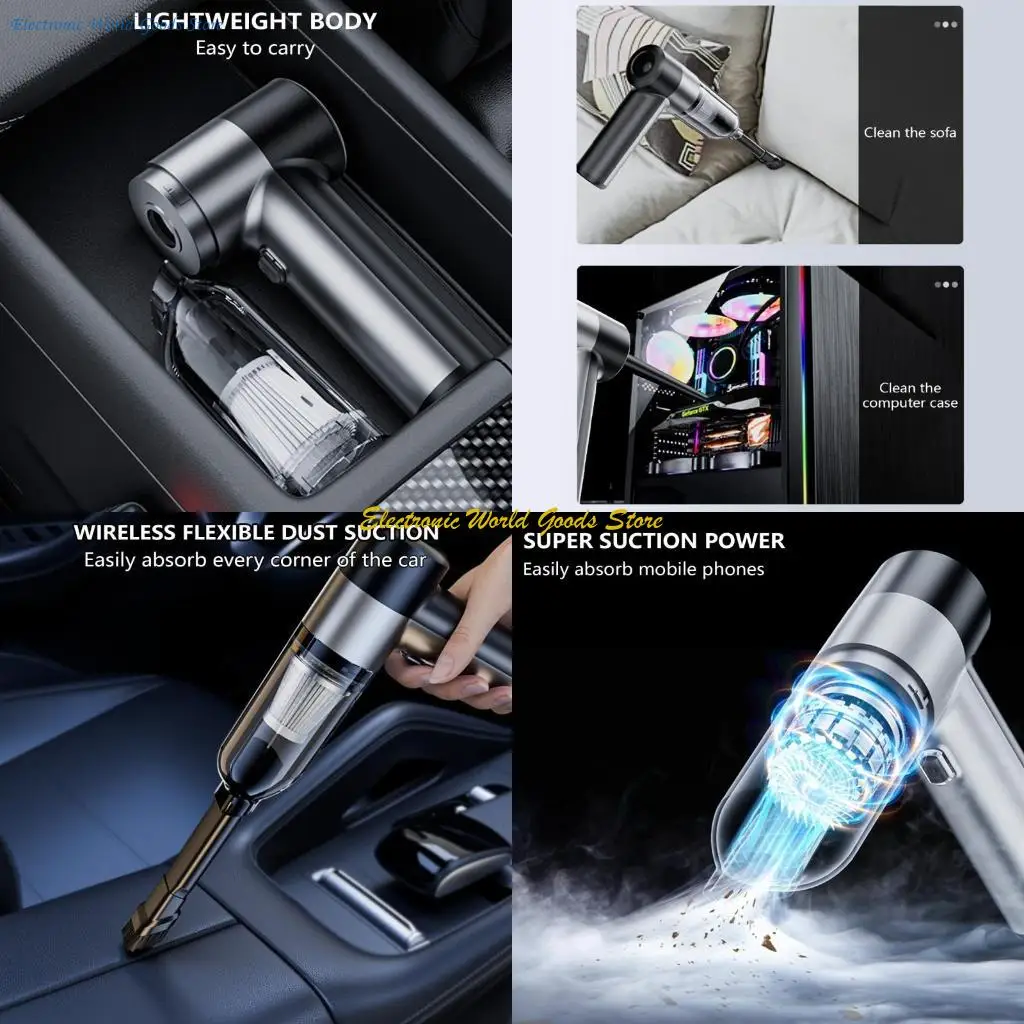 

A3PD беспроводной автомобильный вакуумный чистящий очиститель Перезаряжаемый портативный портативный воздушный воздуходув