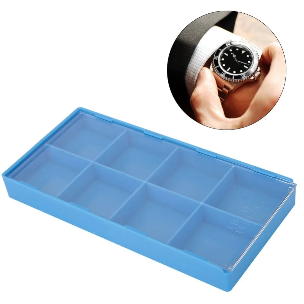 Portable 8 Grid Watch Parts Storage Box Plastic Material Watch Parts Organizer Plastic Storage Tray Watchmaker Repairing