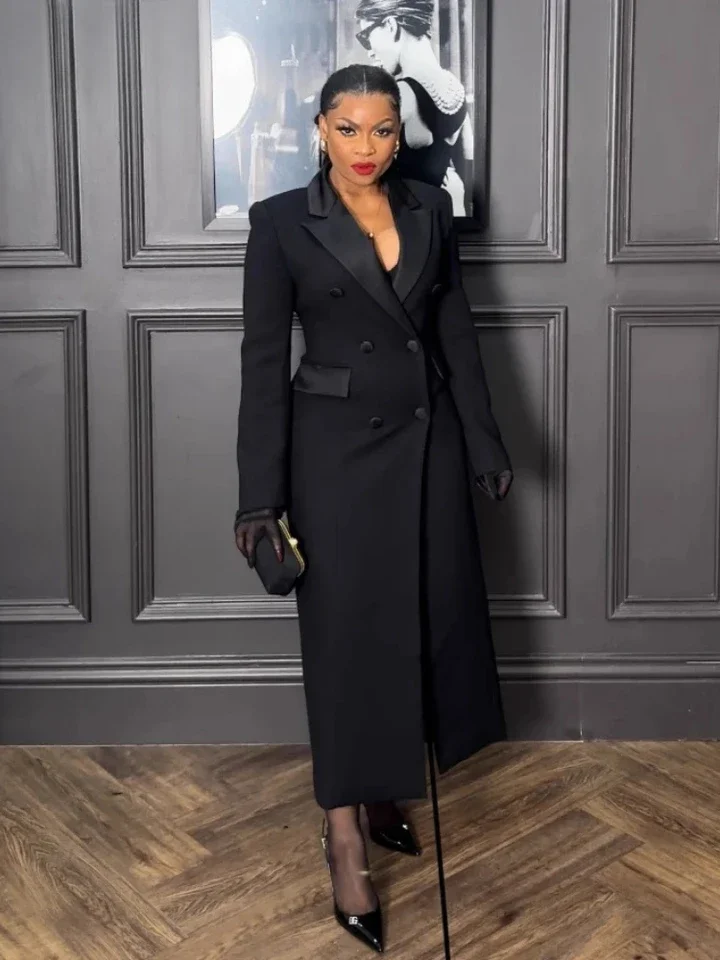 

Fashion Women OL Work Double Breasted Notched Long Sleeve Maxi Dress Spring Sexy Night Elegant Party Street Long Dresses