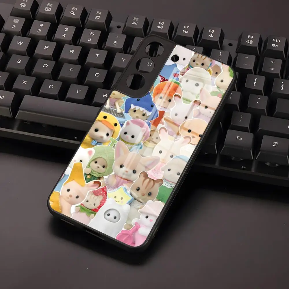 Cute Sylvanian Families Phone Case For Samsung S24 S23 S21 S20 A34 A54 A53 M54 Note 20 Ultra Plus 2024 Glass Cover