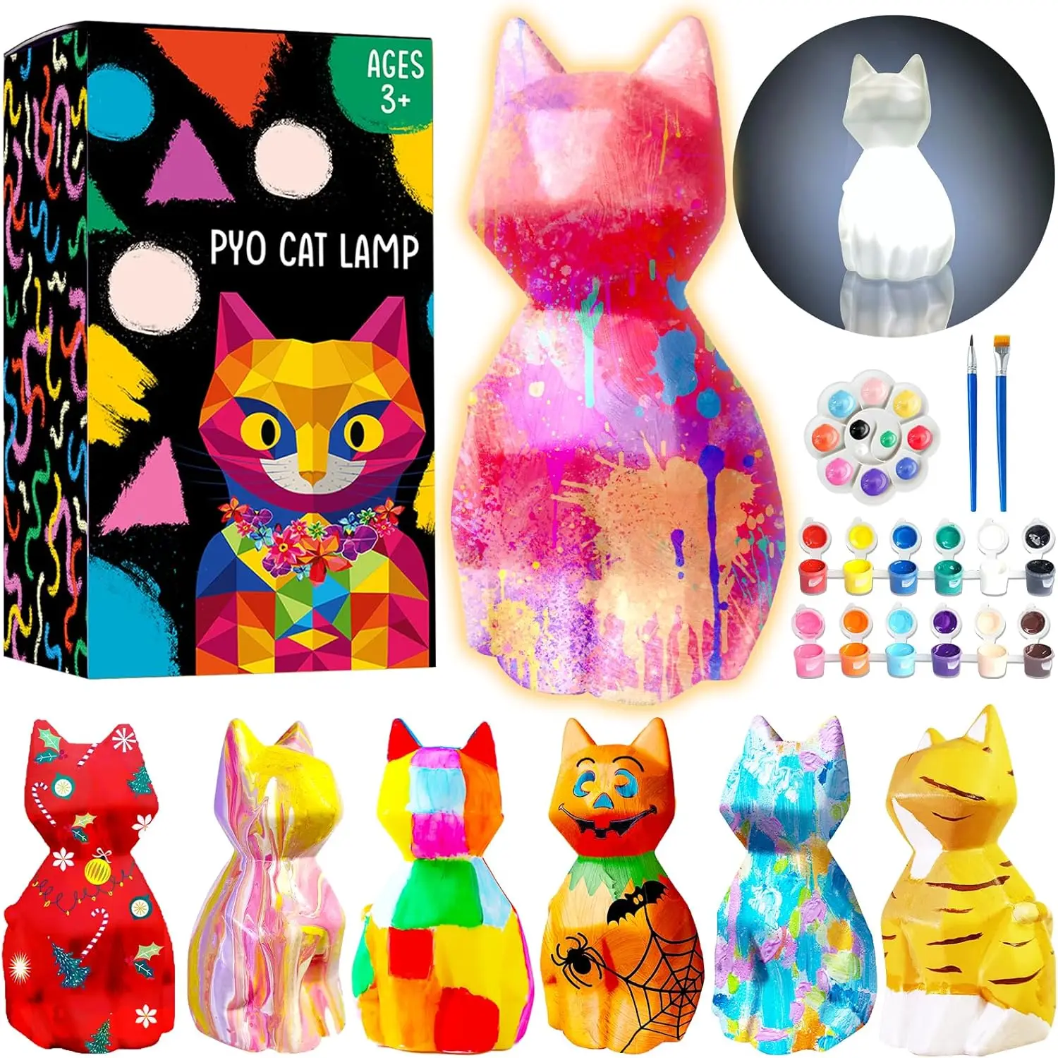 

Paint Your Own Cat Lamp Kit, DIY Cat Crafts Night Light, Painting Kit Arts & Crafts for Kids Ages 8-12, Art Supplies Birthda