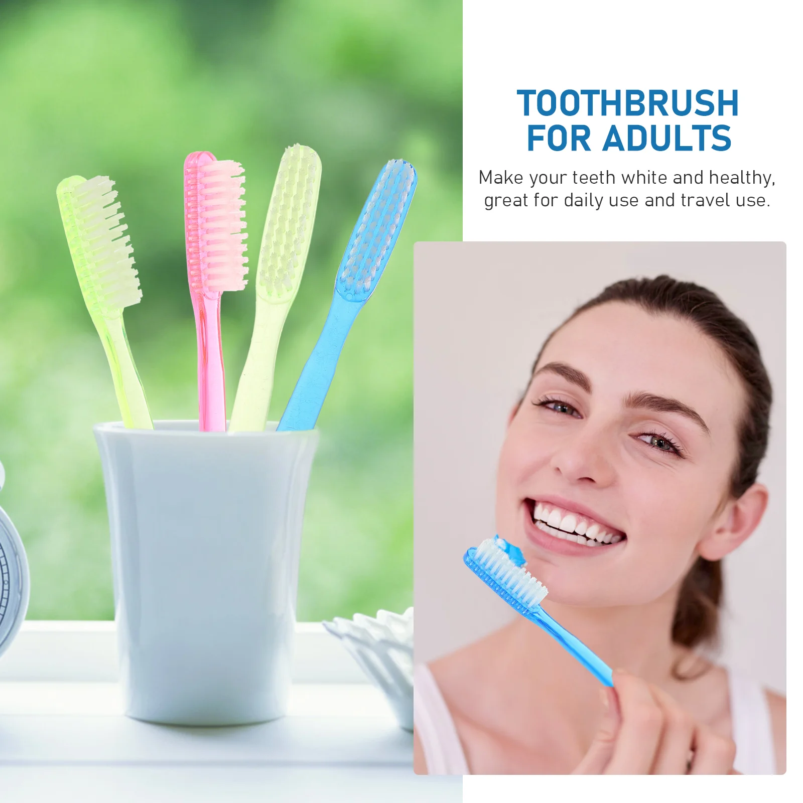 6 Pcs Adults Hard Bristles Toothbrush Super Cleaning Travel Medium Premium Toothbrushes for