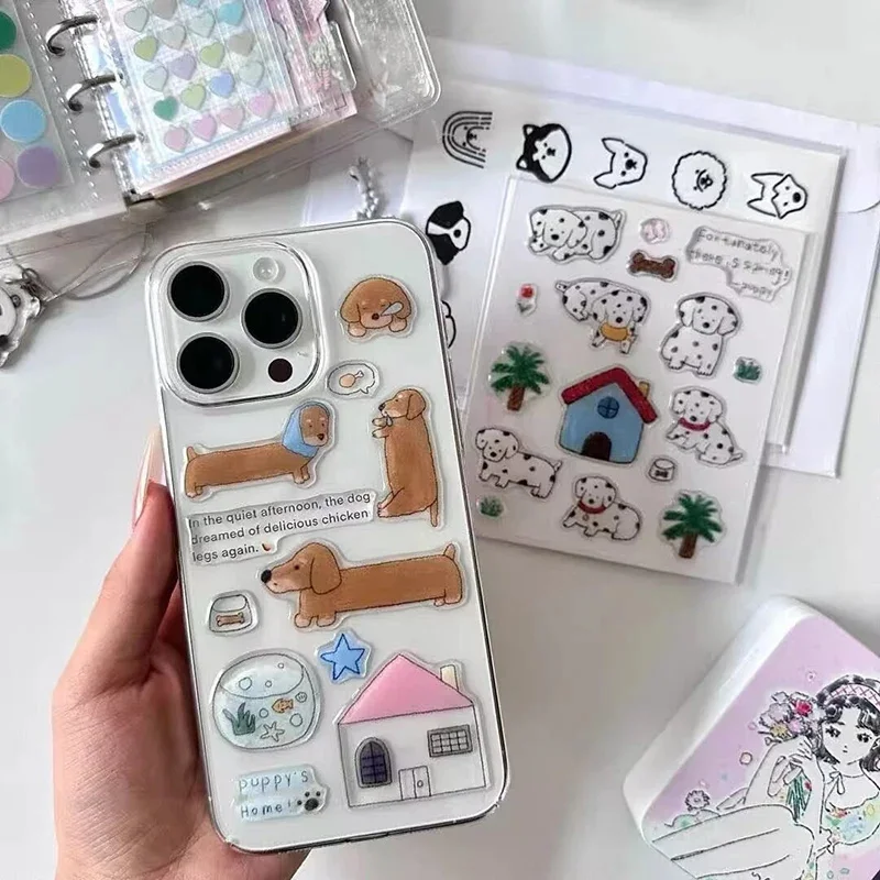 Cute Cartoon 3D Snowman Dogs Crystal Drop Rubber Stickers Kawaii Deco Stickers DIY Phone Sticker for IPad Mobile Phone Computer