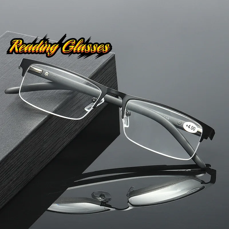 Luxury Design Titanium Alloy Reading Glasses Business Far Sight Eyeglasses for Men Non Spherical 12 Layer Coated Plus Lenses