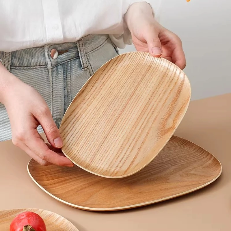 Paleta de madera de fresno para pastel, fruta, bandeja para té de la tarde, postre, cafetería, bandeja para servir, bandeja de exhibición de panadería, vajilla de madera