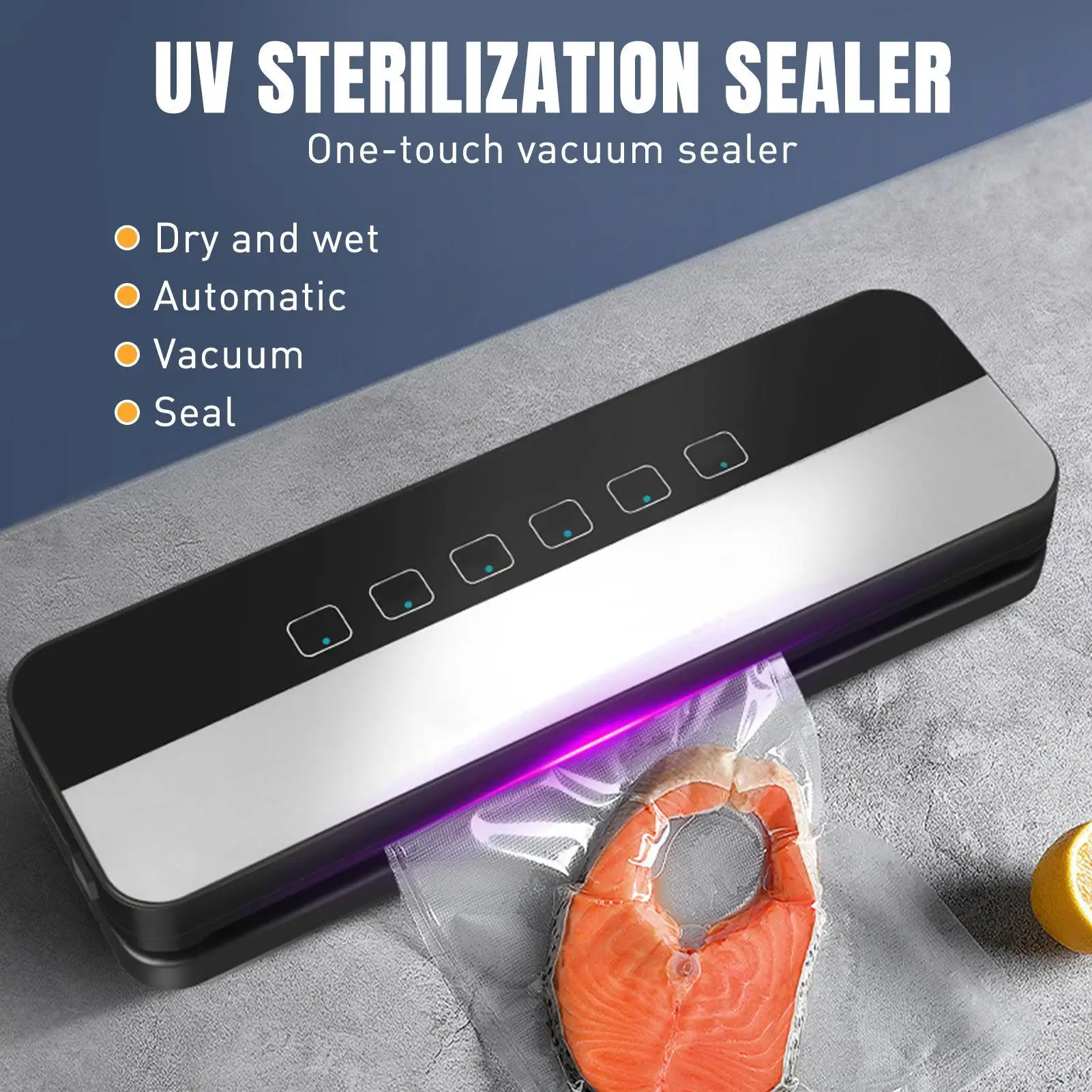 เครื่องซีล เครื่องซีลอาหาร โหมดแห้งเปียกอัตโนมัติ Preserve แบบพกพาสําหรับการบรรจุถนอมอาหาร ตู้แช่แข็งในครัวเรือน