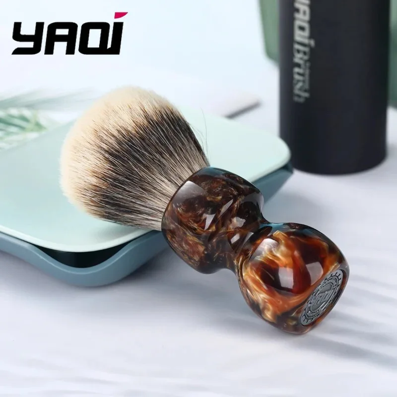 

YAQI Caramel 26 мм двухполосная мужская щетка для влажного бритья с волосами барсука
