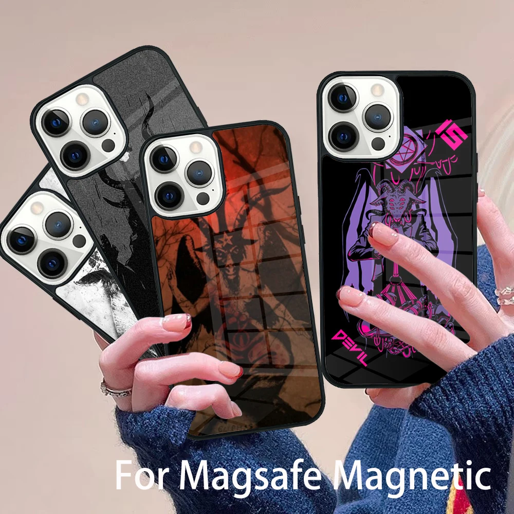

Devil Satan Halloween Phone Case Magesafe Magnetic Wireless Charge Cover For IPhone 16 11 12 13 14 15 Pro Max Plus Mini