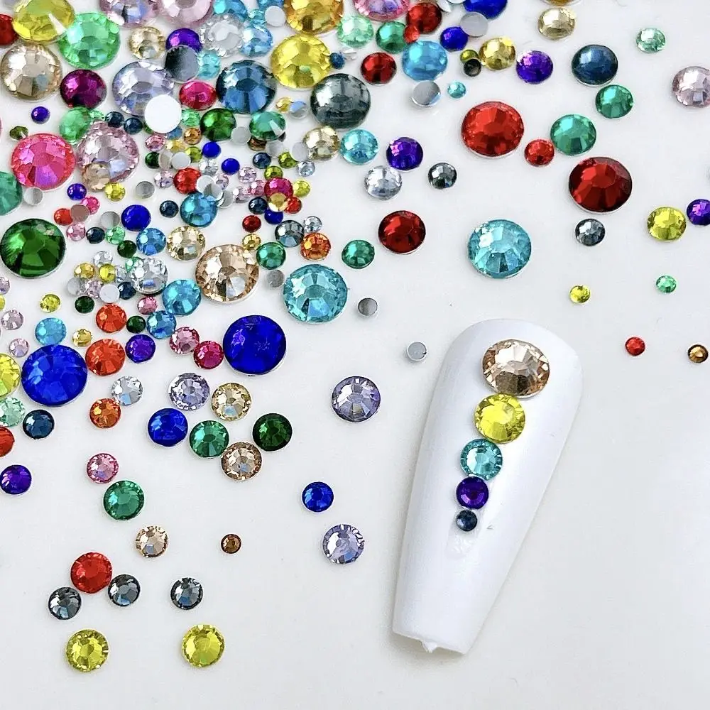 

1440 шт. Сверкающие стразы для ногтей, микс цветов, стеклянные стразы, аксессуары для украшения ногтей, 3D декор для ногтей, блестки для женщин