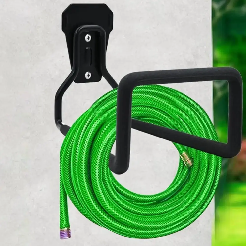 

Iron Hose Hook Bracket Black Heavy Duty Water Hose Storage Rack Strong Load Bearing Anti-Slip Metal Hose Holder