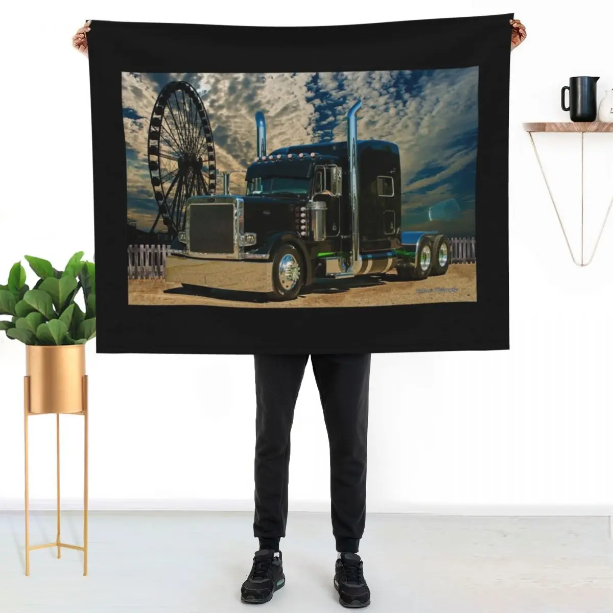 Black Peterbilt Throw Blanket Warm Comfortable Blanket Gift for Parents Friends