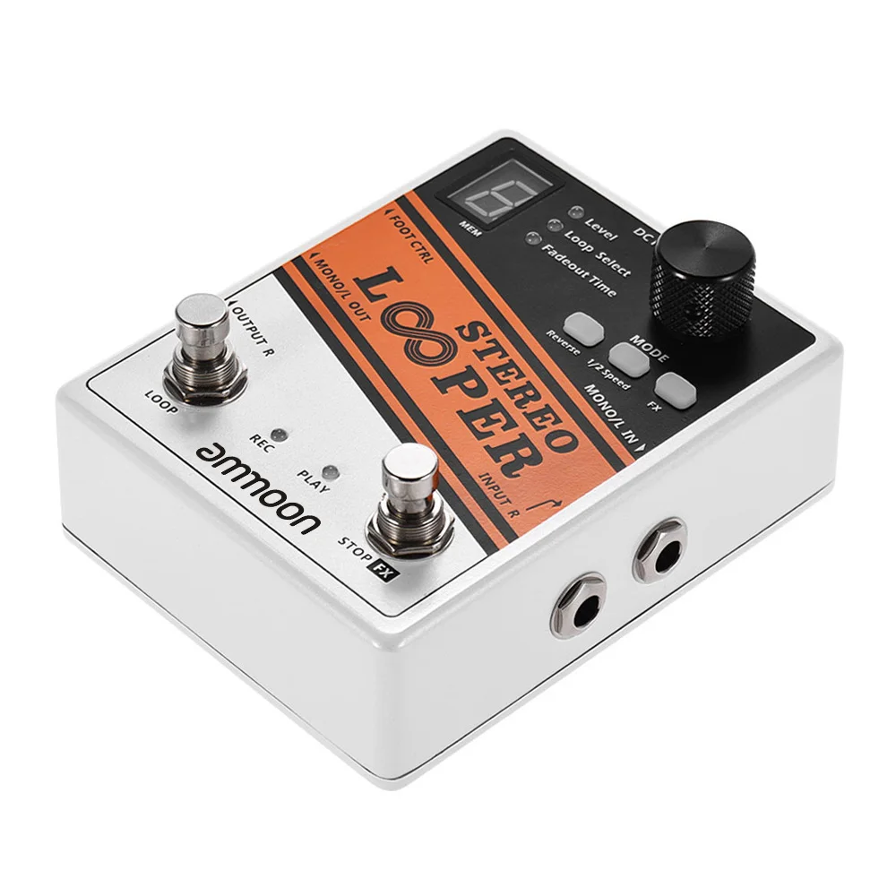 

ammoon STEREO LOOPER Loop Record Guitar Effect Pedal 10 Independent Loops Max. 10min Recording Time for Each Loop Unlimited Ove
