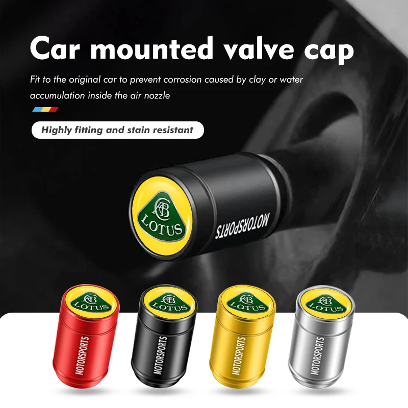 4pcs Aluminum Car Wheel Tire Hub Air Valve Cap Dustproof Cover For Lotus Eletre Emira Evija Envya Elise Evora Esprit Eterne